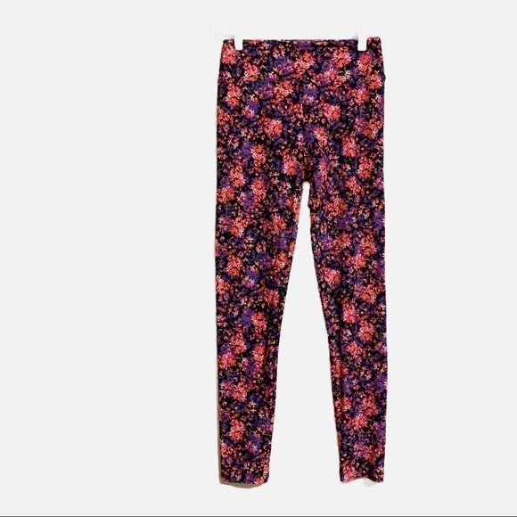 LuLaRoe Soft Knit Casual Purple Multicolor Floral Print Leggings. One Size - Picture 1 of 10